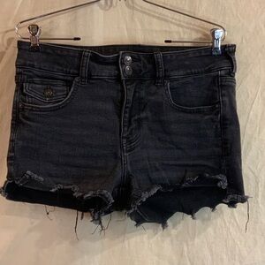 American Eagle Outfitters Black Next Level Stretch Distressed Jean Shorts